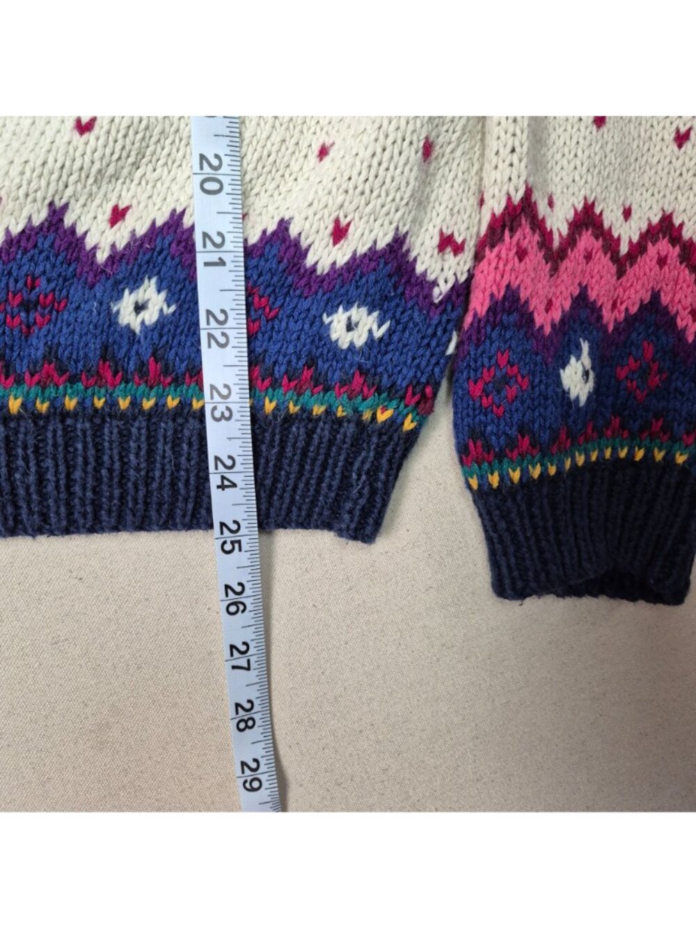 Cape Isle Knitters Women's Knit Long Sleeve White/Red/Blue Sweater Sz M VINTAGE! - Picture 6 of 9